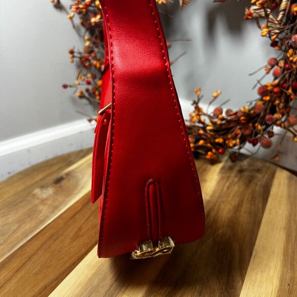 Steven Madden BSabine Y2K Hobo Shoulder Bag in Lipstick Red Soft Faux Leather - Picture 3 of 12